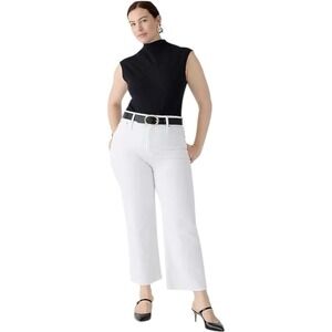 J. Crew‎ Curvy Slim Wide Leg Jeans White Denim Size T30 CH839